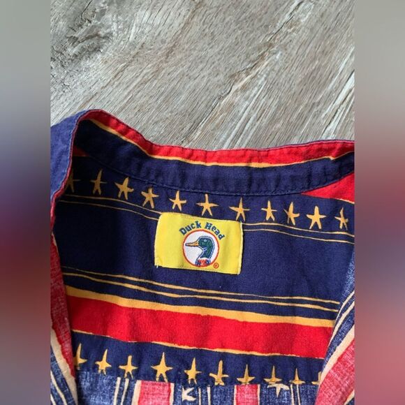 VTG Retro Duck Head Stars Stripes USA Western Funky Button Down Shirt Size XL - Picture 5 of 10